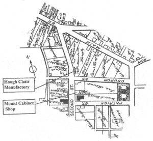 Mount and Hough furniture shops on 1875 map