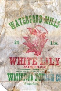 Flour bag from the Waterford Mill in Waterford VA