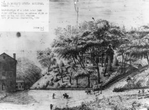 1882 drawing of the Waterford Mill in Waterford Virginia