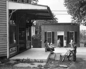 1872 Loudoun Mutual office at Second and Main. The Corner Store is on the left.